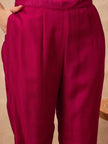 Rose Silk Blend Solid A-Line Kurta Trouser with Dupatta