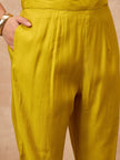 Yellow Silk Blend Solid A-Line Kurta Trouser