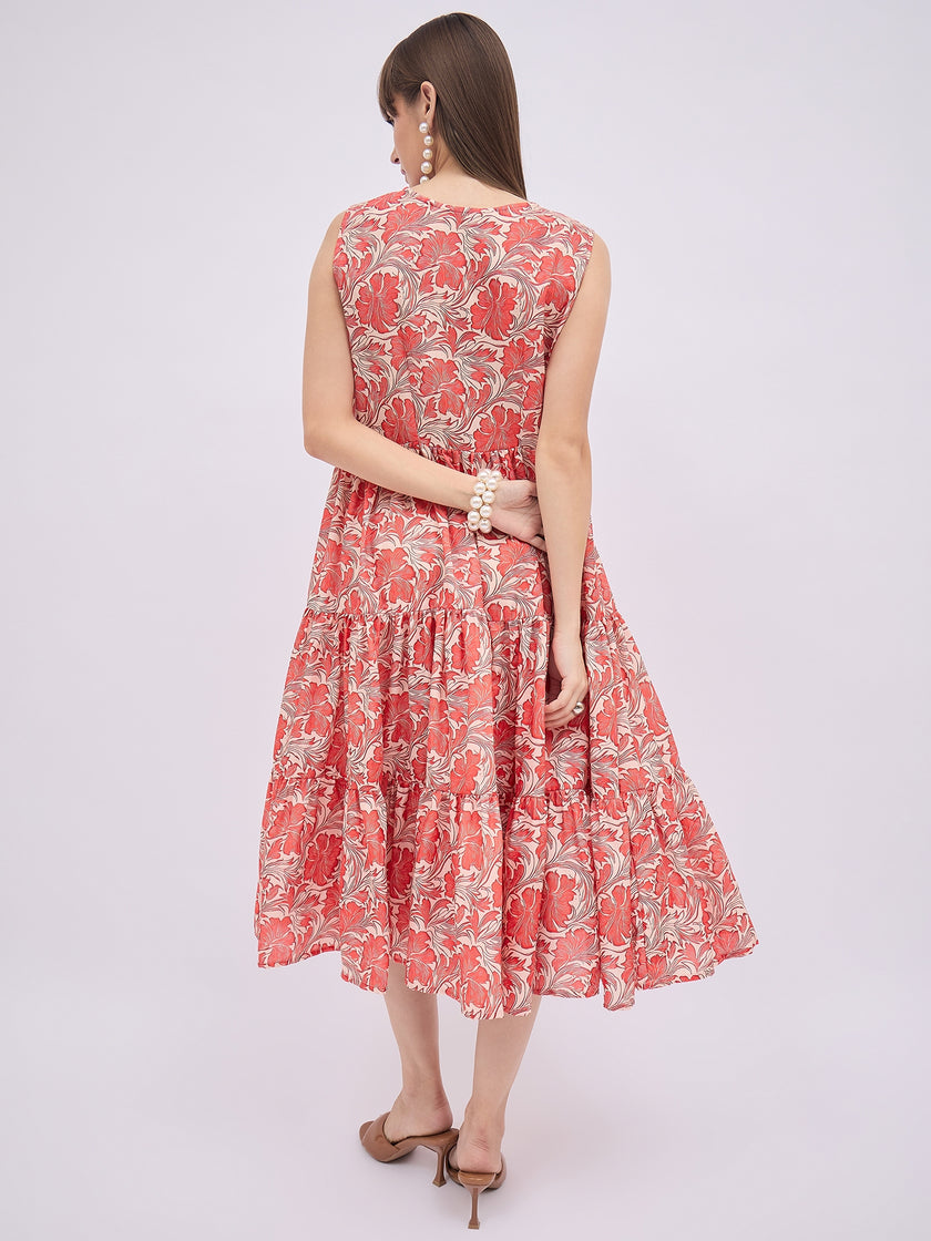 Multi Blended Printed Fit And Flare Dress