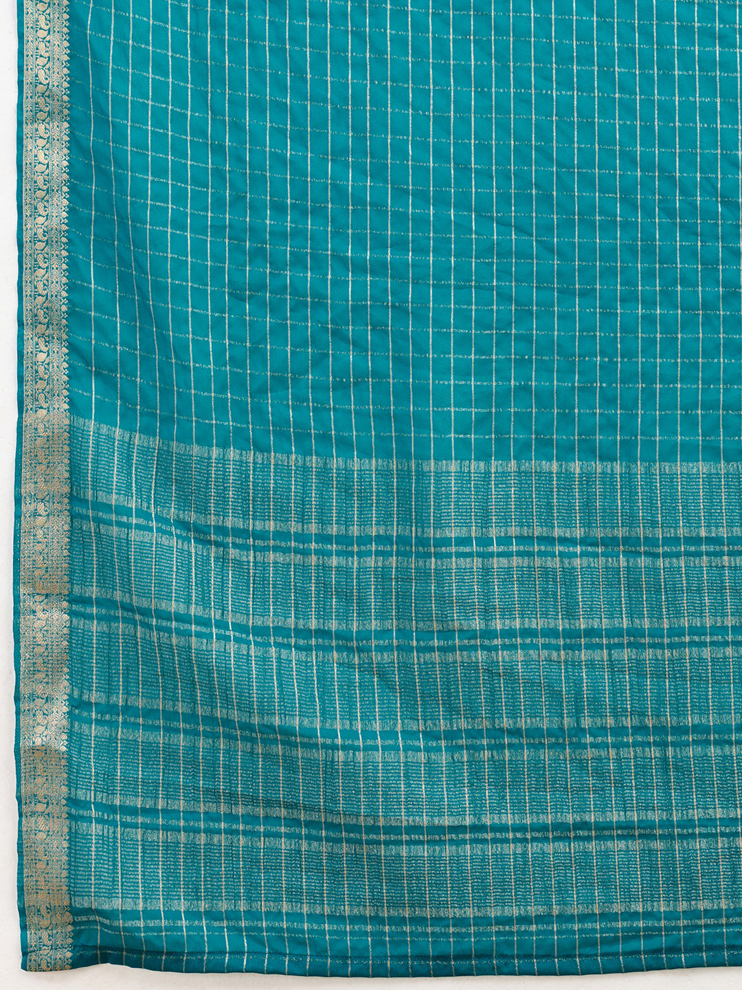 Green Silk Blend Solid Saree With Zari Border & Unstitched Blouse Featured In Mirzapur