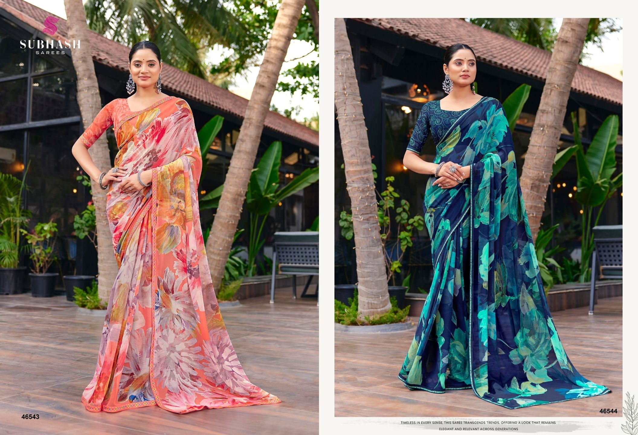 Kalyani-4 : Soft Georgette With Piping Border Floral Printed Saree with Printed Blouse
