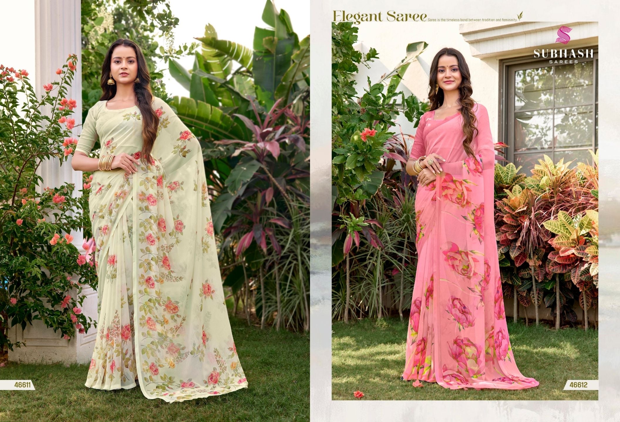Gardenia-25 : Soft Georgette Floral Printed Saree with Printed Blouse