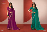 Riviera-29 : Printed Gerorgette with Gold jari Border Saree with Designer Printed Blouse