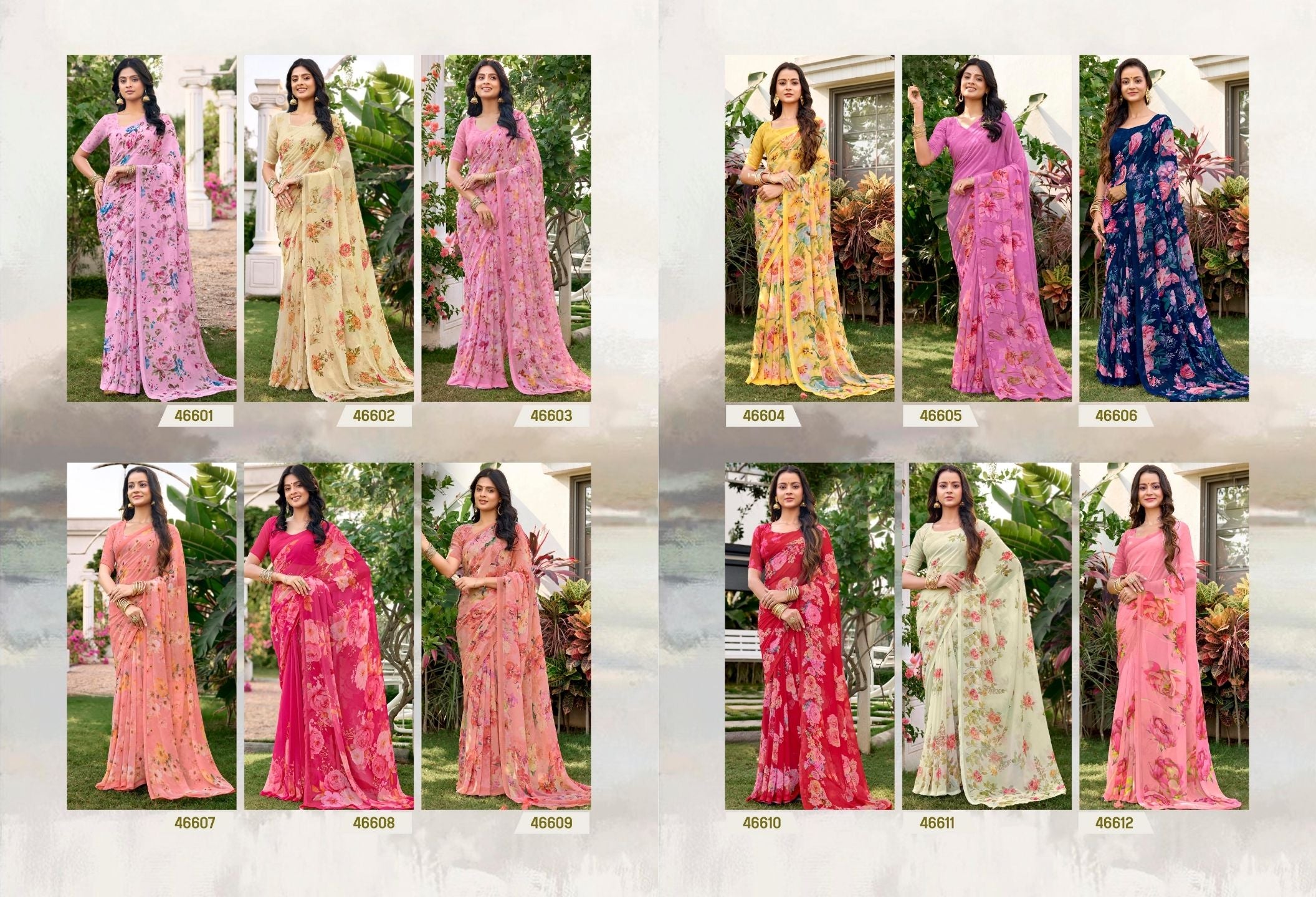 Gardenia-25 : Soft Georgette Floral Printed Saree with Printed Blouse