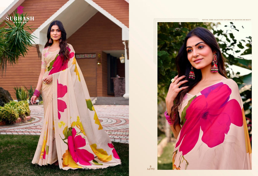 Dilnaaz: Satin Crepe Digital Floral Printed Sarees