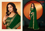 Rani - Mirzapur Special : Soild Sai Chiffon Saree with Gold Jari Border & Designer Blouse