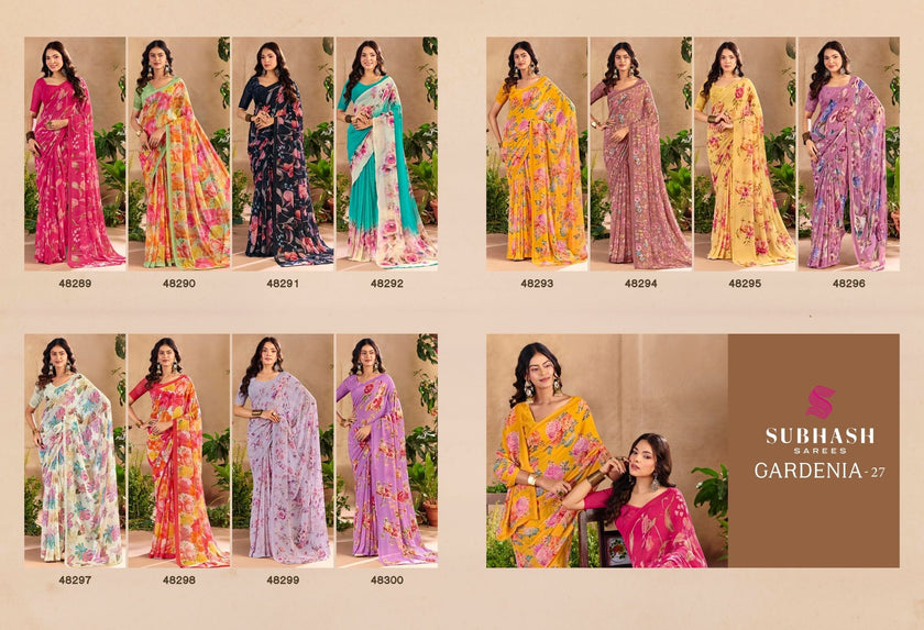 Gardenia-27 : Premium Georgette Digital Floral Print Saree with Premium Georgette Blouse