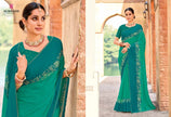 Rakshita: Chiffon Printed Embroidered Sarees with Tusser Silk Blouse