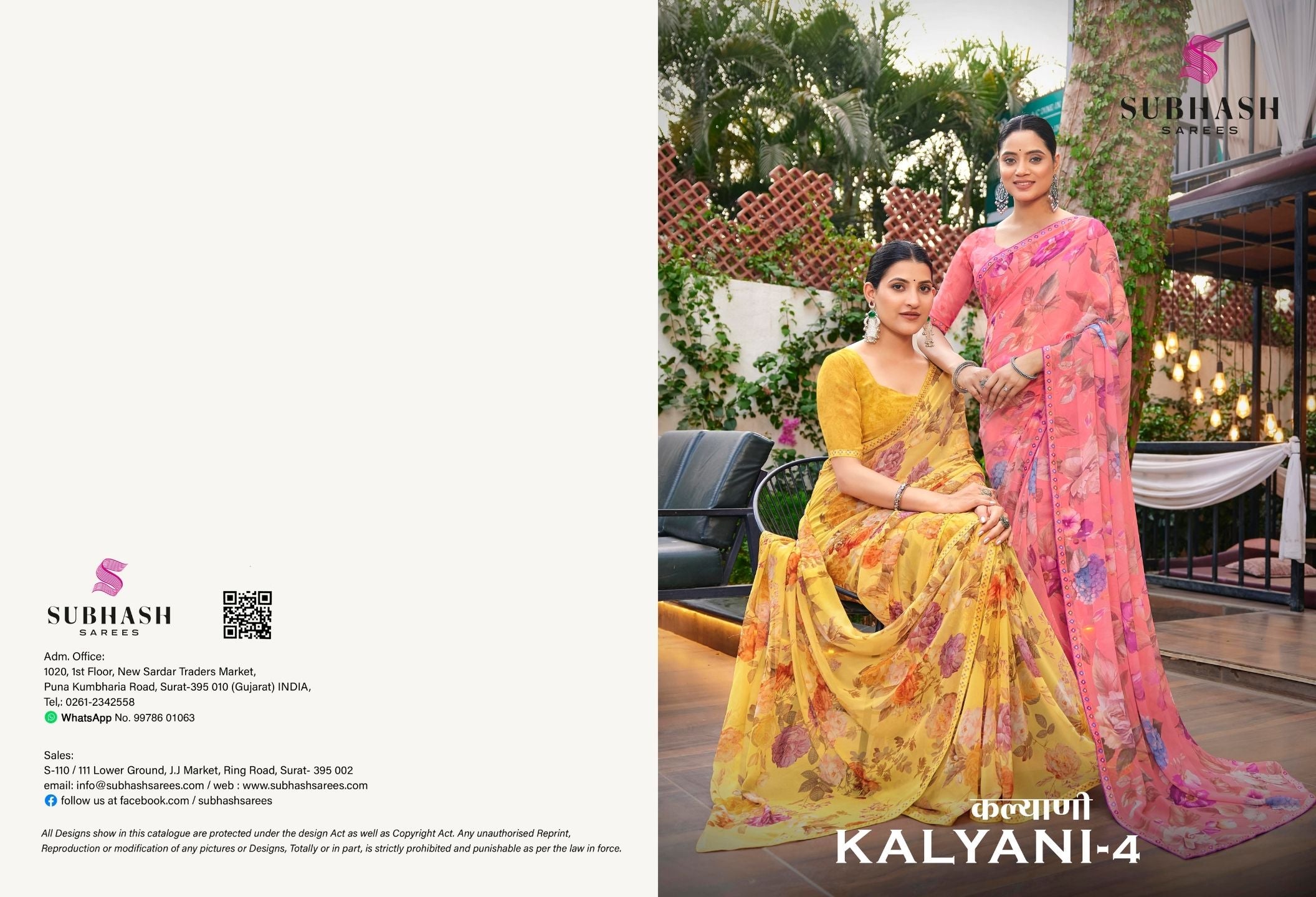 Kalyani-4 : Soft Georgette With Piping Border Floral Printed Saree with Printed Blouse
