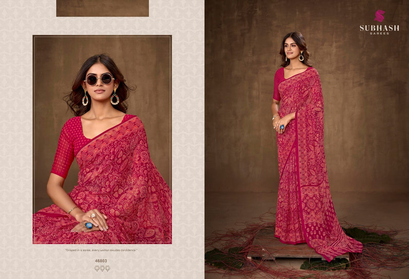 Homemaker-20 : Light Weight Georgette Printed Saree with Printed Blouse