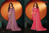 Rani - Mirzapur Special : Soild Sai Chiffon Saree with Gold Jari Border & Designer Blouse