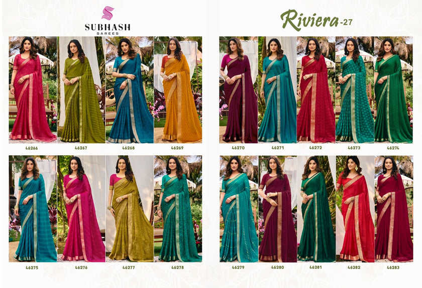 Riviera-27: Chiffon Printed Sarees with Georgette Blouse