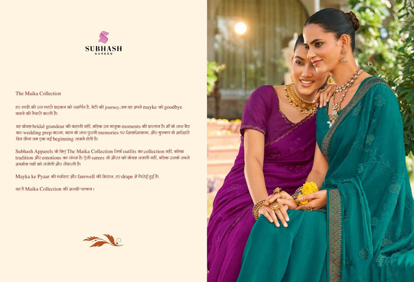 Maika: Chiffon Embroidered Sarees with Dupian Silk Blouse