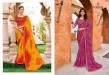 Bandhej-02 : Pure Chiffon Bandhani Print Embroidered Border Saree with Designing Blouse