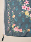 Blue Pure Cotton Beads & Stone Embroidered With Buttons A-Line Kurta Trouser With Printed Dupatta