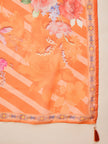 Orange Pure Cotton Beads & Stone Embroidered A-Line Kurta Trouser With Printed Dupatta
