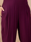 Purple Silk Blend Embroideried A-Line Kurta Trouser With Dupatta