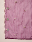 Purple Silk Blend Embroideried A-Line Kurta Trouser With Dupatta