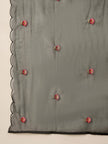 Black Silk Blend Embroideried A-Line Kurta Trouser With Dupatta