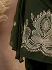 Green Pure Cotton Embroidered A-Line Kurta Trouser With Embroidered Dupatta