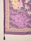 Purple Pure Cotton Beads & Stone Embroidered A-Line Kurta Trouser With Printed Dupatta