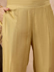 Yellow Silk Blend Embroideried A-Line Kurta Trouser With Dupatta