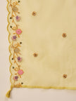 Yellow Silk Blend Embroideried A-Line Kurta Trouser With Dupatta