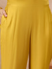 Yellow Silk Blend Embroideried A-Line Kurta Trouser With Dupatta