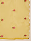 Yellow Silk Blend Embroideried A-Line Kurta Trouser With Dupatta