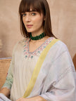Multi Pure Cotton Digital Printed A-Line Kurta Trouser With Printed Dupatta