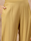 Mustard Silk Blend Embroideried A-Line Kurta Trouser With Dupatta
