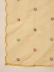 Mustard Silk Blend Embroideried A-Line Kurta Trouser With Dupatta
