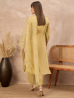 Mustard Silk Blend Embroideried A-Line Kurta Trouser With Dupatta