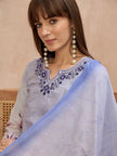 Multi Pure Cotton Digital Printed A-Line Kurta Trouser With Printed Dupatta
