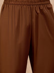 Brown Pure Cotton Geometric Embroidered A-Line Kurta Trouser With Dupatta
