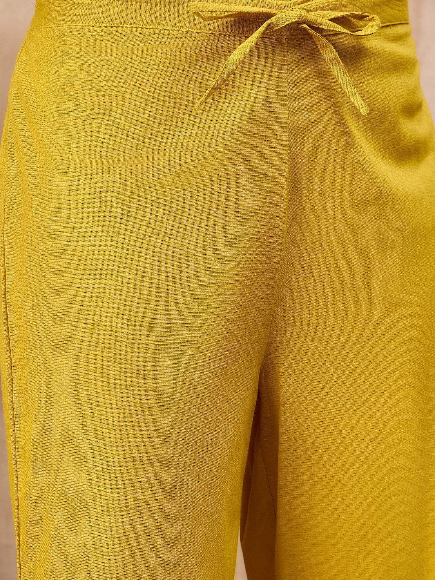 Yellow Pure Cotton Floral Embroidered With Buttons A-Line Kurta Trouser With Dupatta