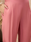Pink Silk Blend Embroideried A-Line Kurta Trouser With Dupatta