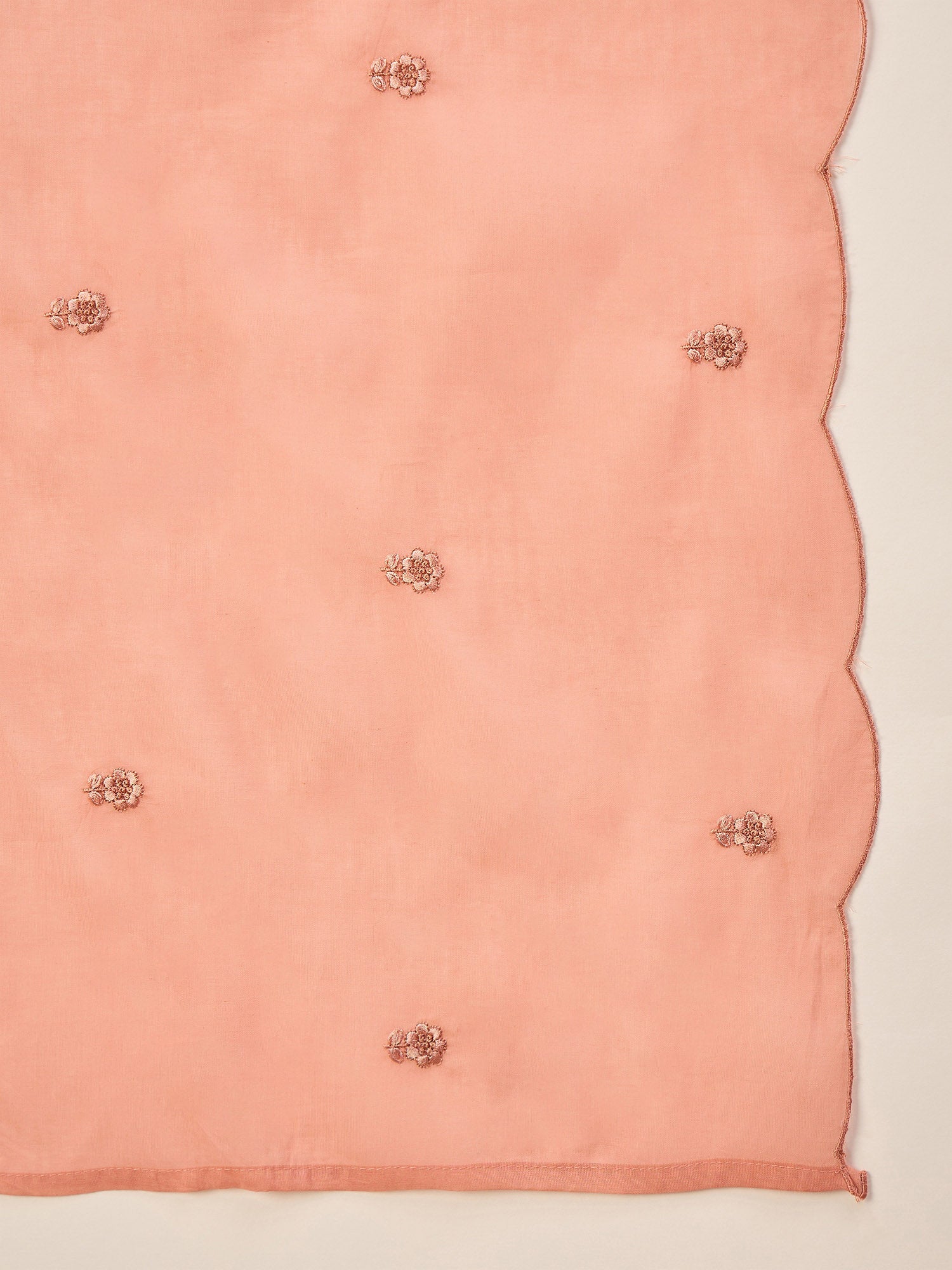 Peach Silk Blend Embroideried A-Line Kurta Trouser With Dupatta