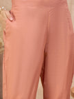 Peach Silk Blend Embroideried A-Line Kurta Trouser With Dupatta