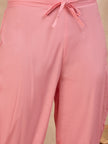 Pink Pure Cotton Floral Embroidered A-Line Kurta Trouser With Dupatta