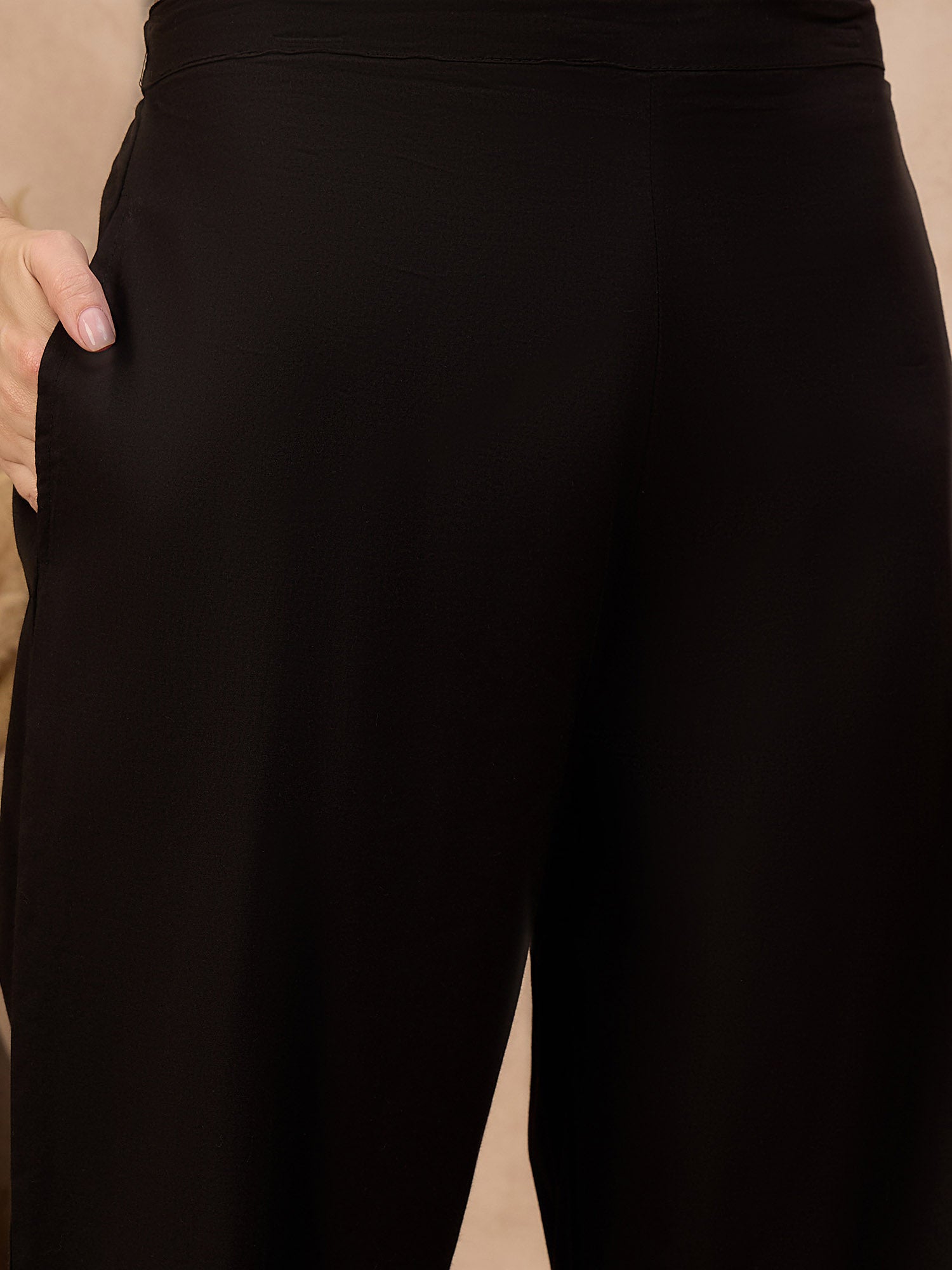 Black Pure Cotton Floral Embroidered A-Line Kurta Trouser With Dupatta