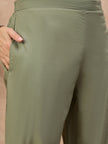 Green Pure Cotton Floral Embroidered A-Line Kurta Trouser With Dupatta
