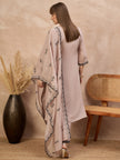 Grey Chanderi Cotton Embroideried A-Line Kurta Trouser With Dupatta