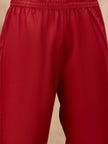 Red Pure Cotton Floral Printed A-Line Sleeveless Kurta Trouser With Dupatta