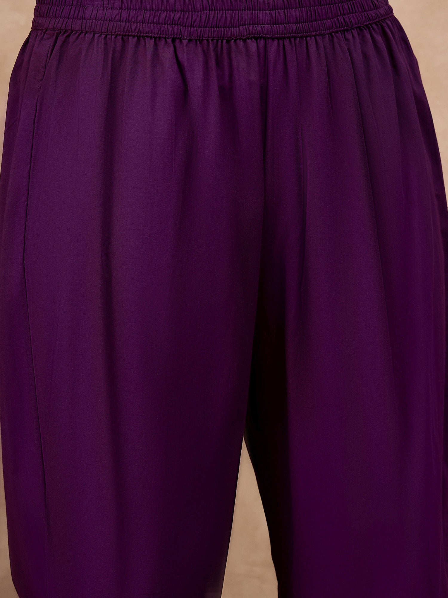 Purple Pure Floral Cotton Printed A-Line Sleeveless Kurta Trouser With Dupatta