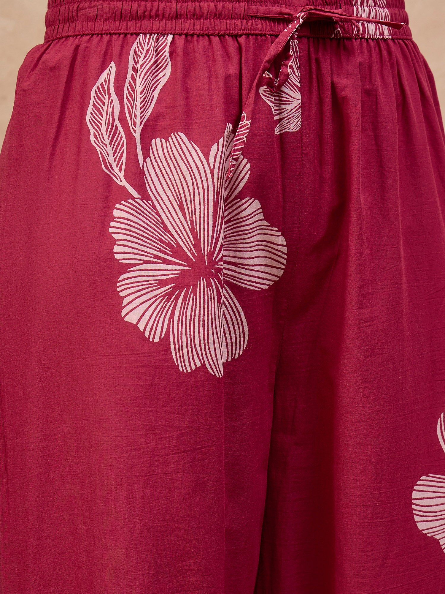 Rose Pure Cotton Floral Printed A-Line Sleeveless Kurta Trouser With Printed Dupatta
