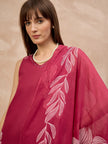 Rose Pure Cotton Floral Printed A-Line Sleeveless Kurta Trouser With Printed Dupatta