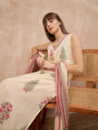 Multi Pure Cotton Floral Printed A-Line Sleeveless Kurta Trouser With Printed Dupatta