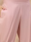 Lavender Linen Printed A-Line Kurta Trouser With Dupatta