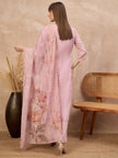 Lavender Linen Printed A-Line Kurta Trouser With Dupatta